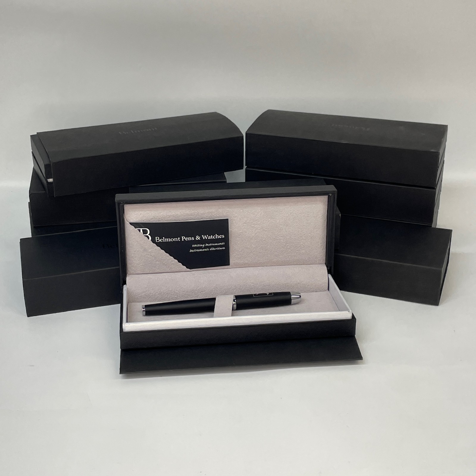 Belmont Rollerball Ballpoint Pens «Jonair» Custom Branded w/ Cases – SET OF 10