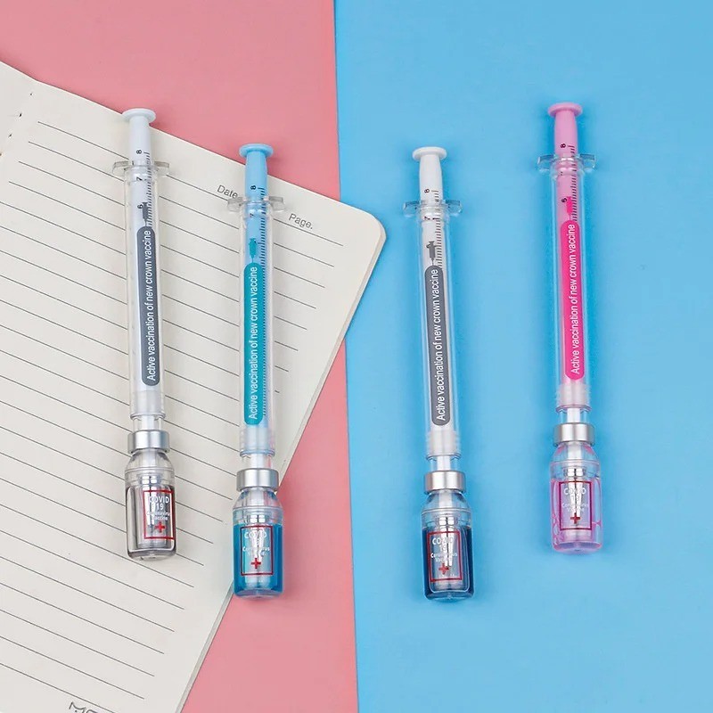 3-PCS Random Color Belt Syringe Shaped Gel Neutral Pen Signature Ballpoint Pen**