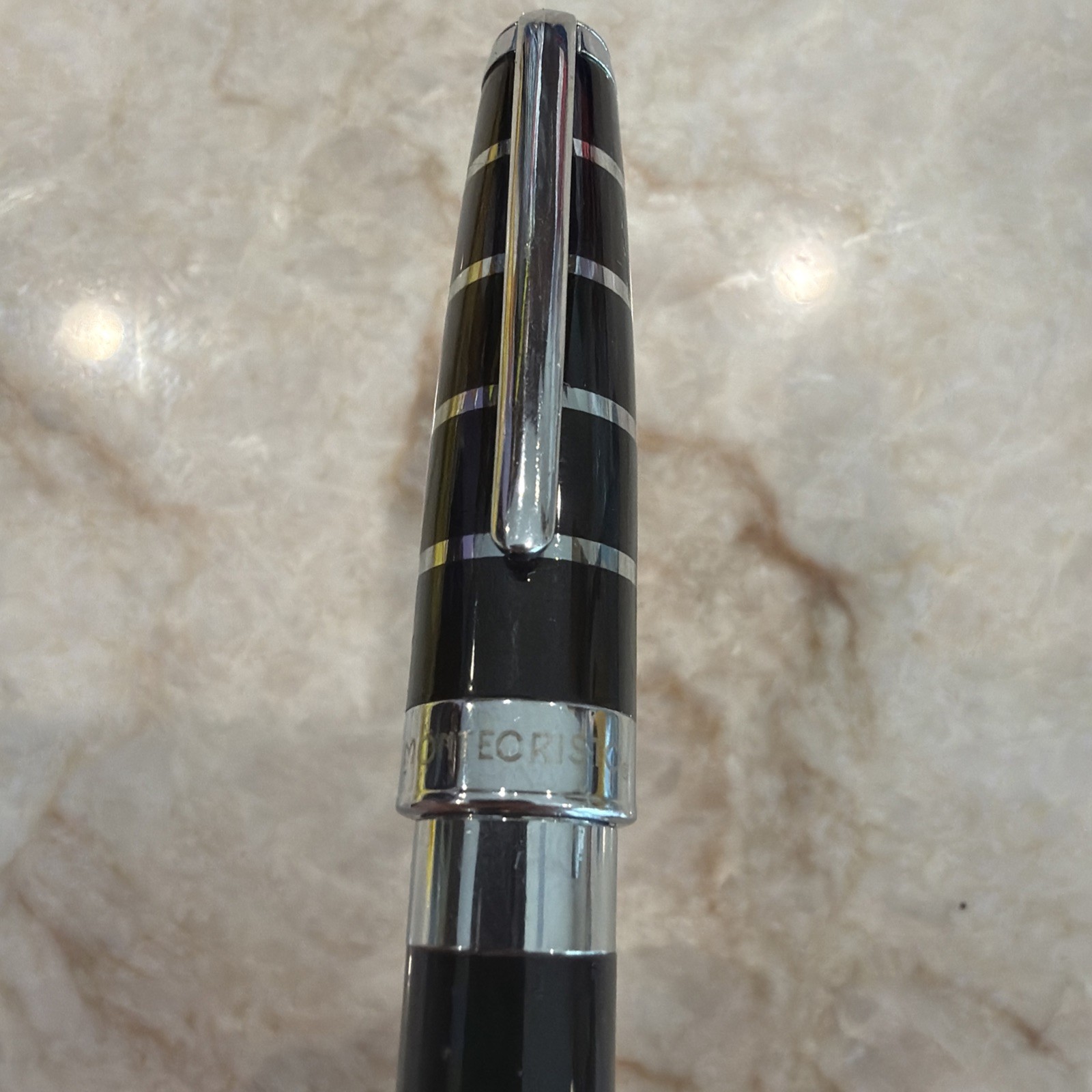 Montecristo Ballpoint Pen Built-in Twist Cigar Hole Punch Black Enamel