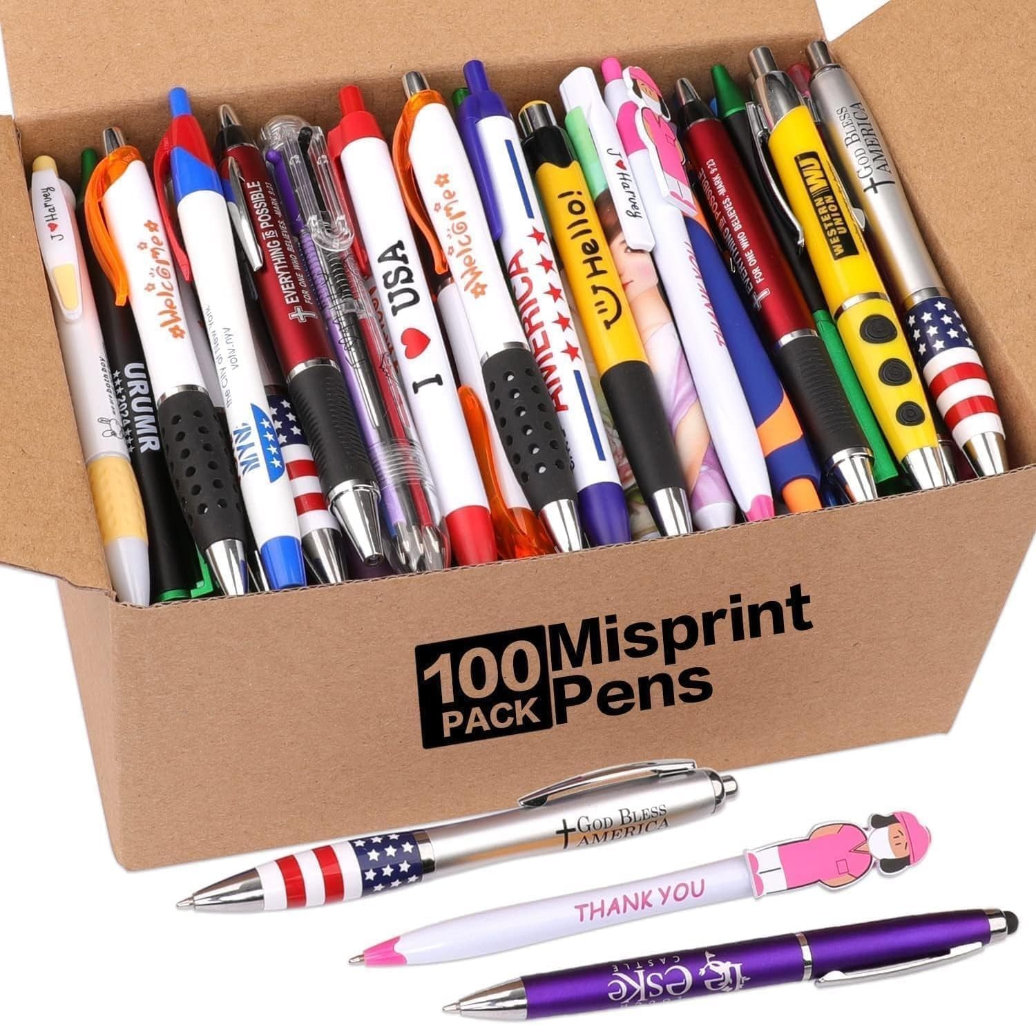 Wholesale Misprinted Pens 100 Pack Assortment