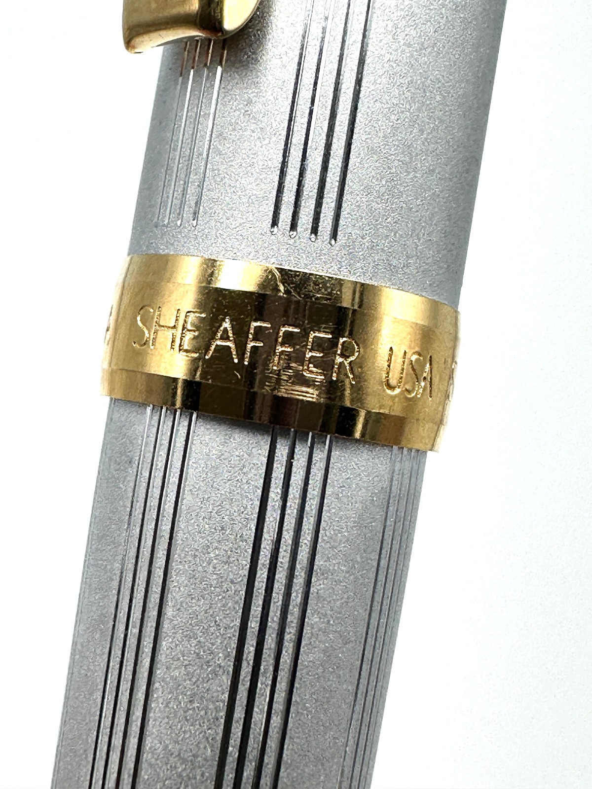 UNUSUAL 1990s SHEAFFER PRELUDE SATIN CHROME STRAIGHT LINE GT BALLPOINT PEN USA