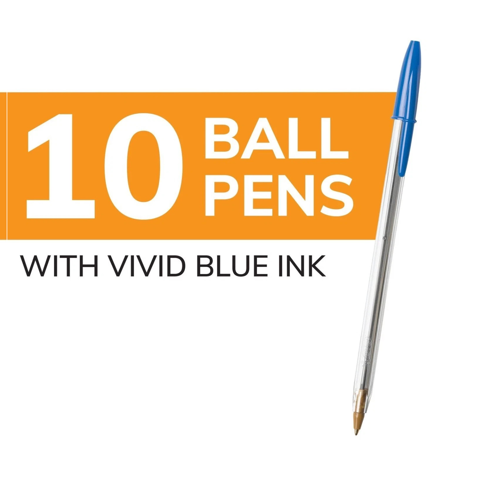 Pack of 10 Ballpoint Pen – Blue Ink Ball Point Pens for Office Writing School