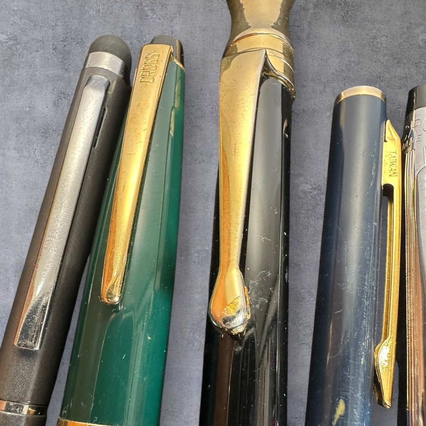 Cross Parker Mixed Ballpoint Pen/Pencil Lot 7pc Silver Gold Green Vintage -As Is