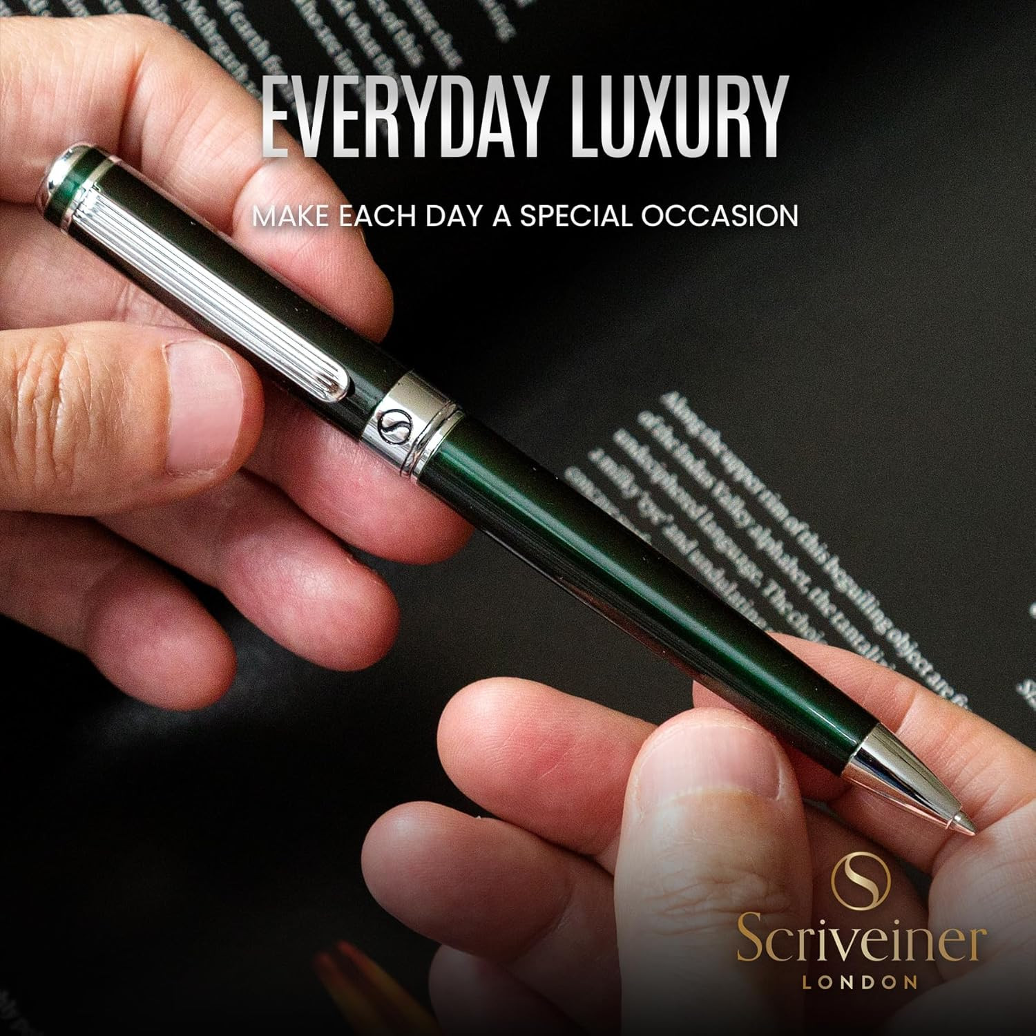 Green Ballpoint Pen – Stunning British Racing Green Luxury Pen, Chrome Finish, S