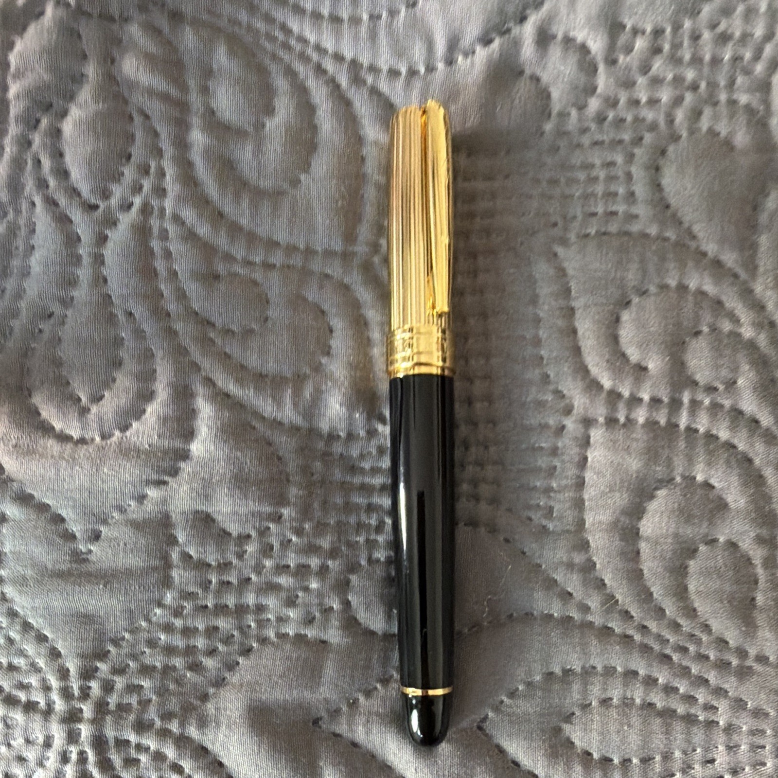 Tourneau MMXV Black & Gold Metal Ballpoint Pen, Blue Ink, Gold Trim w/Case