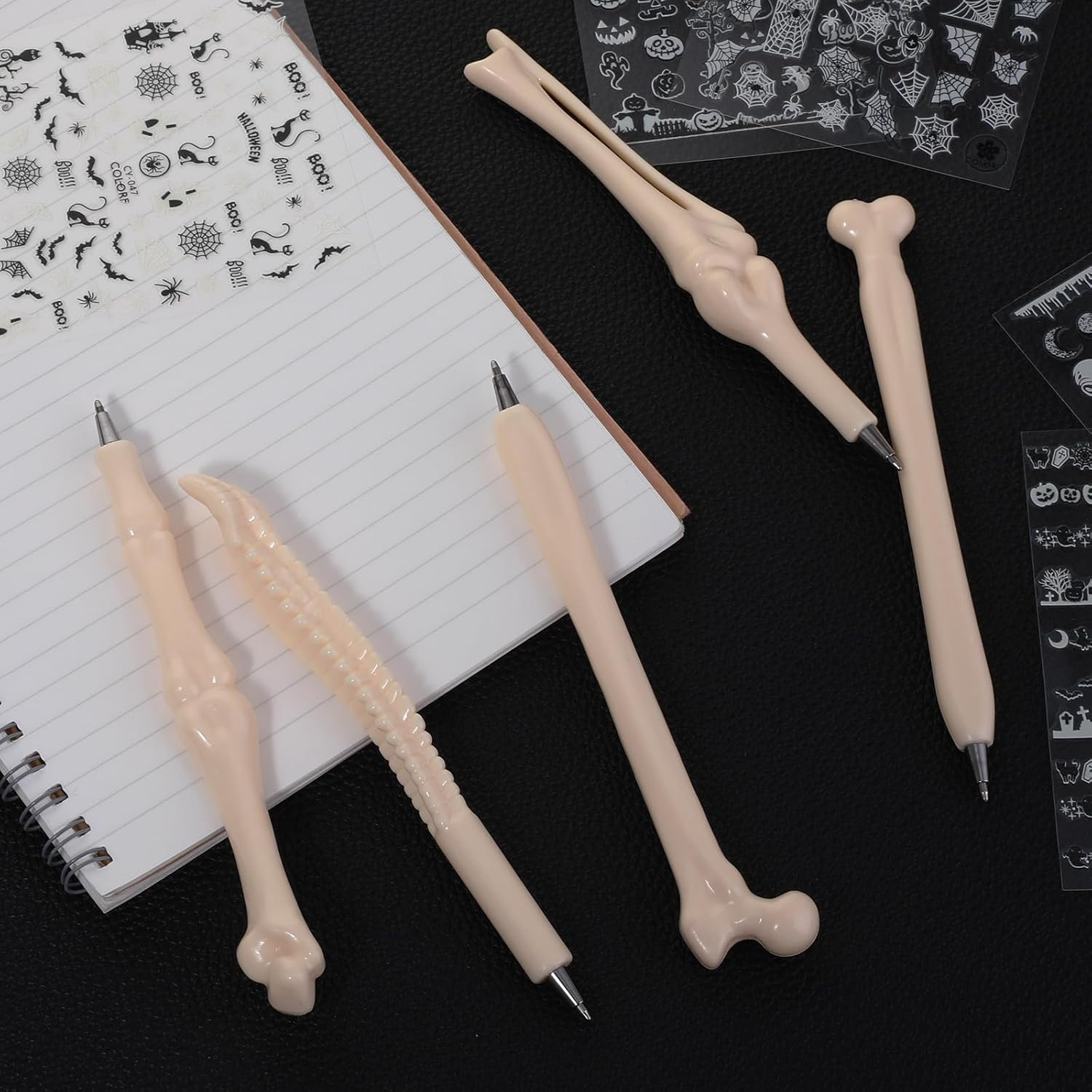 5 PCS Creative Novelty Bone Shape Ballpoint Pens, 1.0Mm Black Ink Bone Model Pen