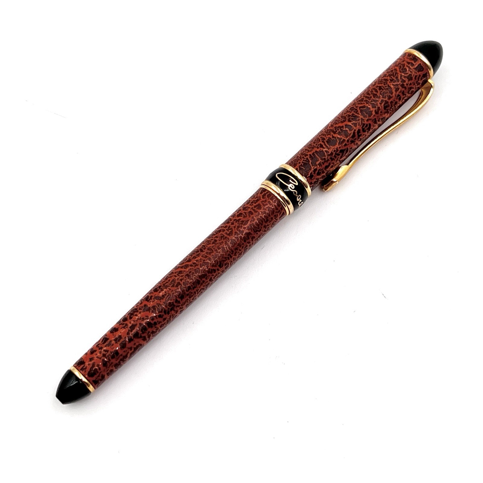 VTG Cesare Emiliano Italy Veined Red-Orange/Brown Ballpoint Pen