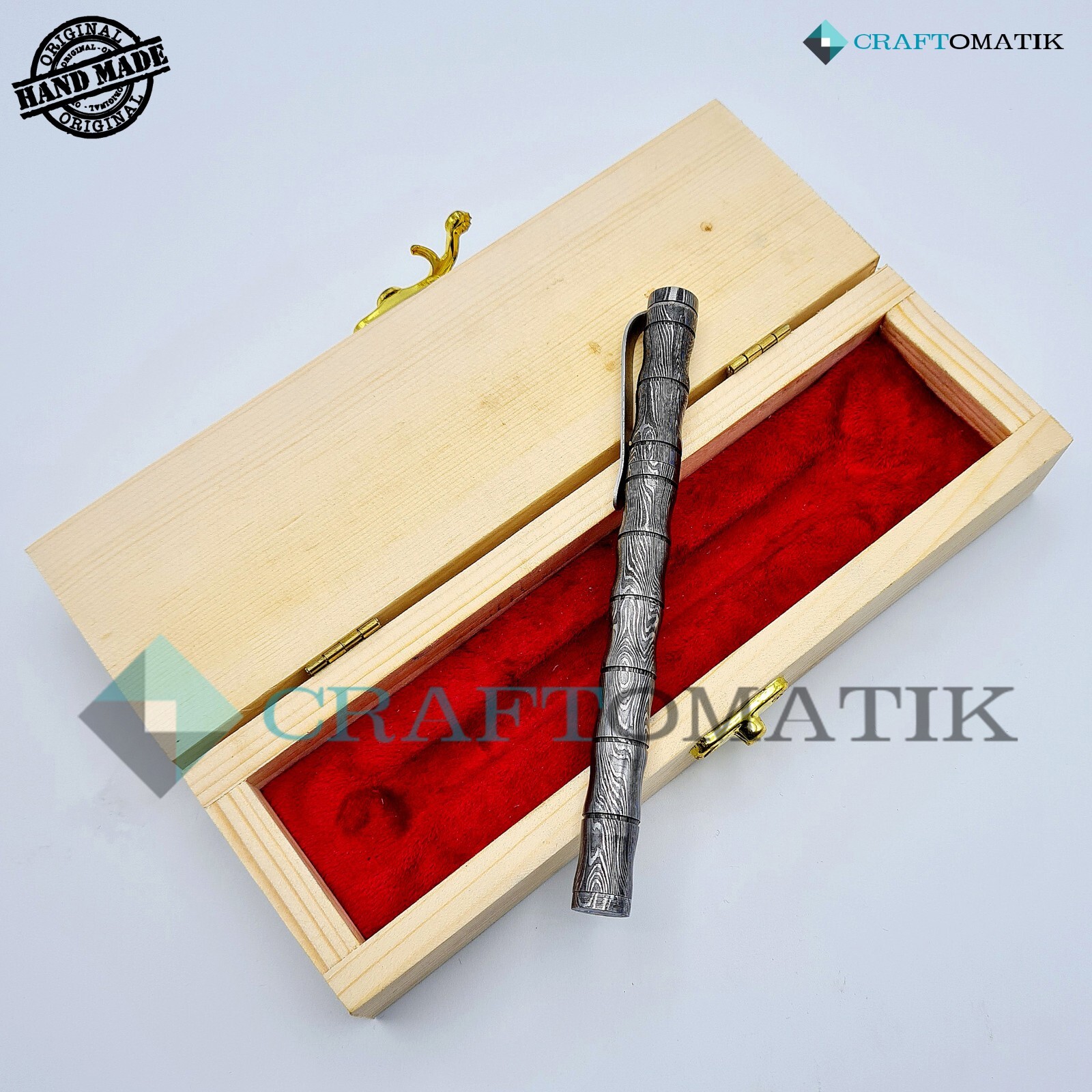 Damask Steel Ballpoint Gift Set Handmade Damascus Pen Set DP05
