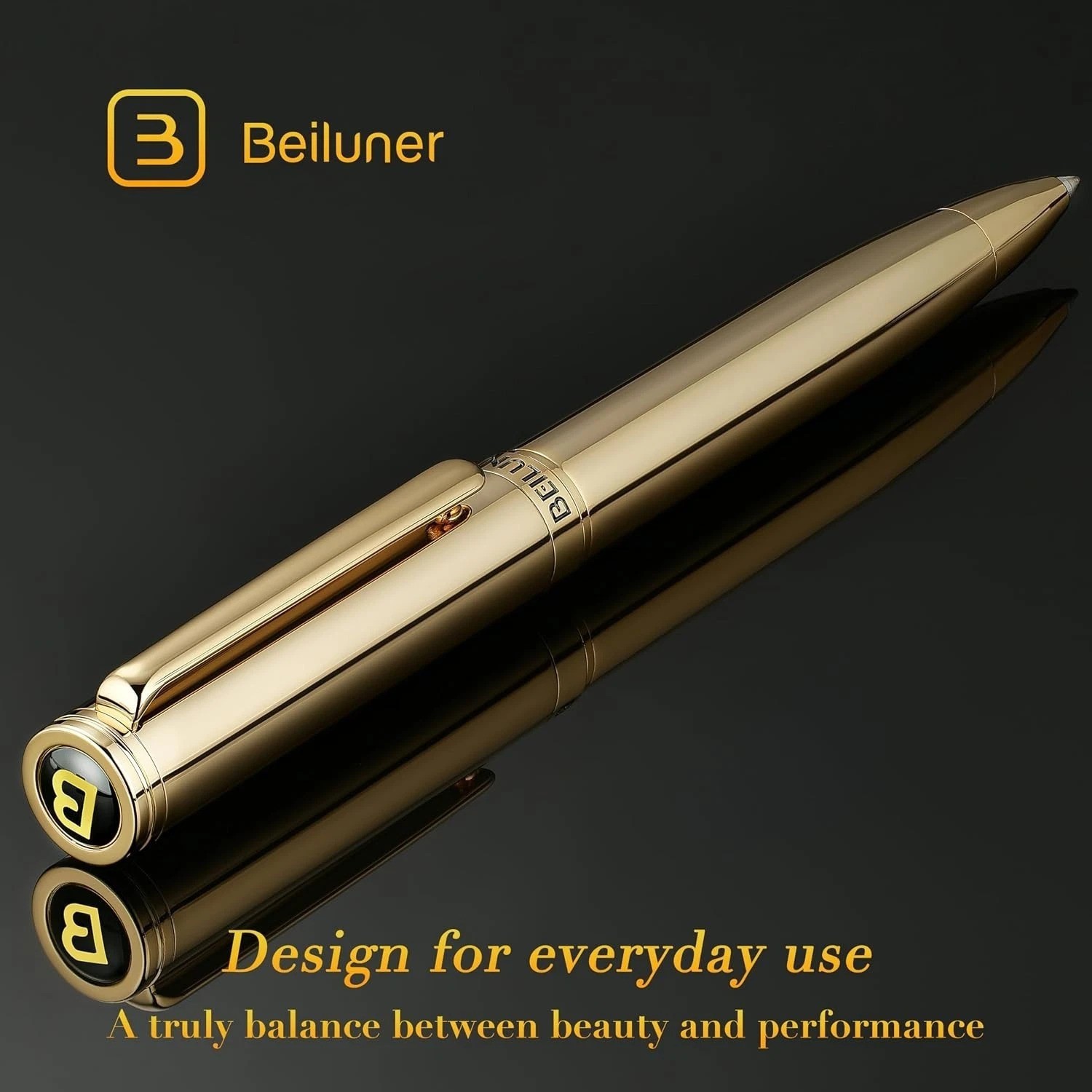 Stunning 24K Gold Plated Gel Pen, Black Ink, Luxury Writing