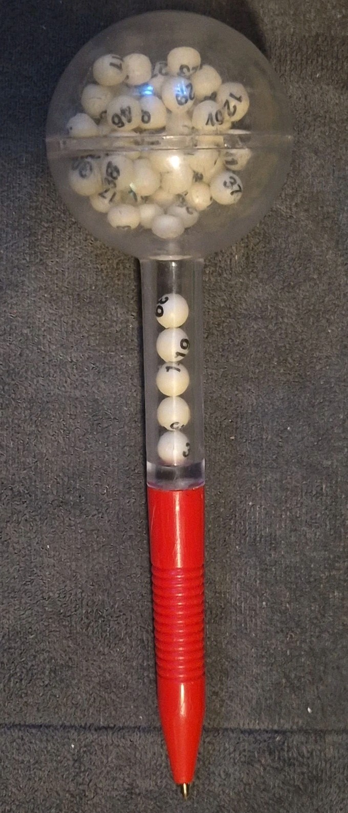 Vintage Red Novelty Lotto Pen Lottery Drawing Numbers 1-50