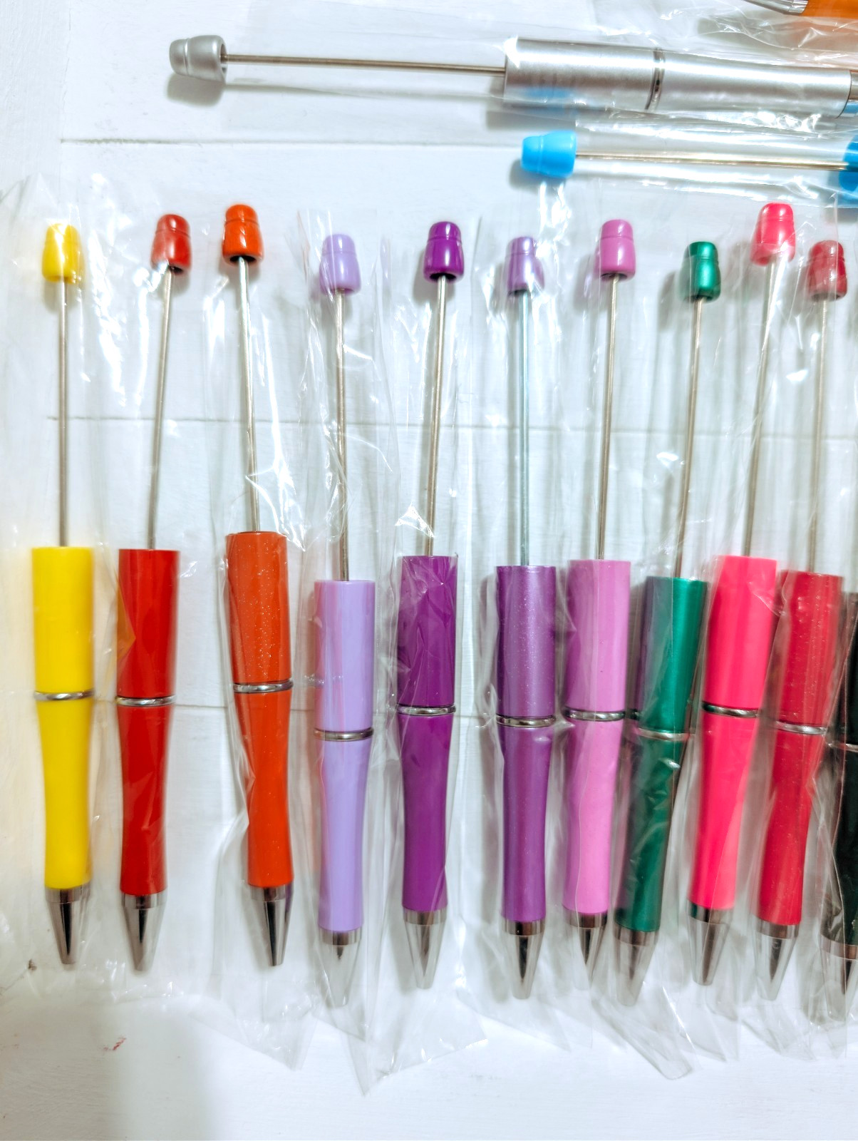 25pc DIY Beadable Pen Kit Blank Ballpoint Pens Bulk 20 Colors Craft Supplies