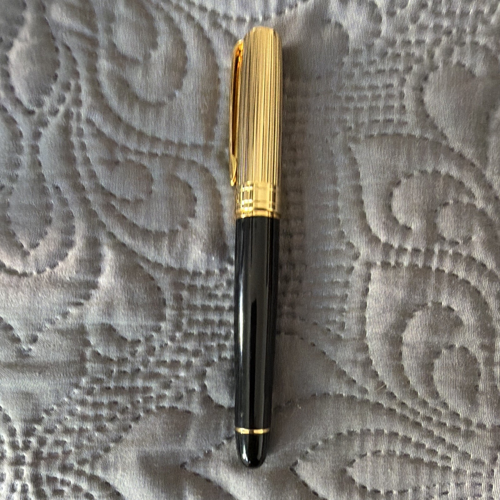 Tourneau MMXV Black & Gold Metal Ballpoint Pen, Blue Ink, Gold Trim w/Case