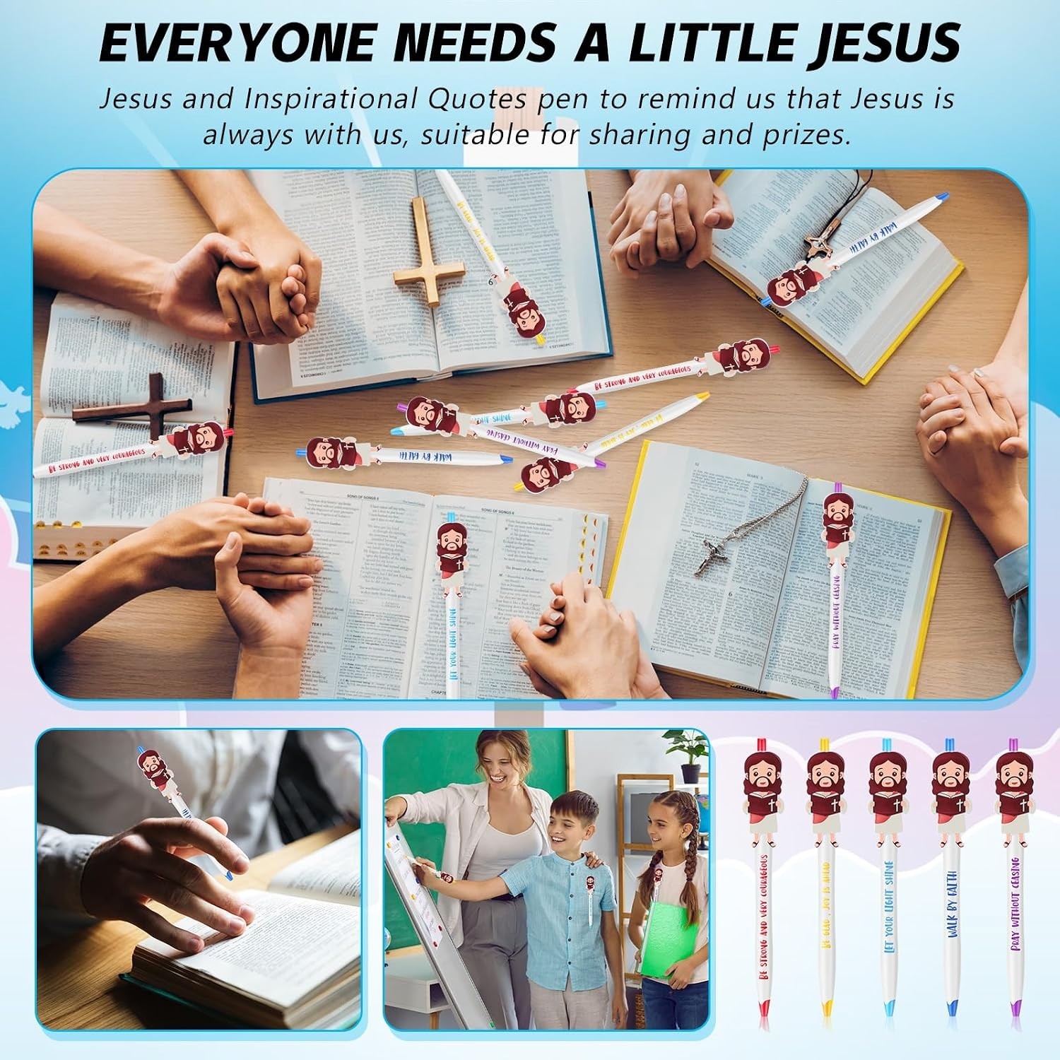 100 Pcs Christian Jesus Pens Bible Verse Ballpoint Bulk Sunday School Gift Favor