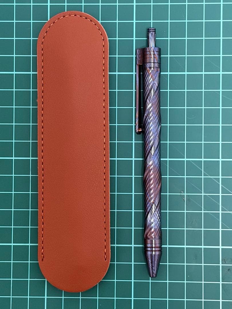 Ballpoint pen titanium damascus steel twisted design