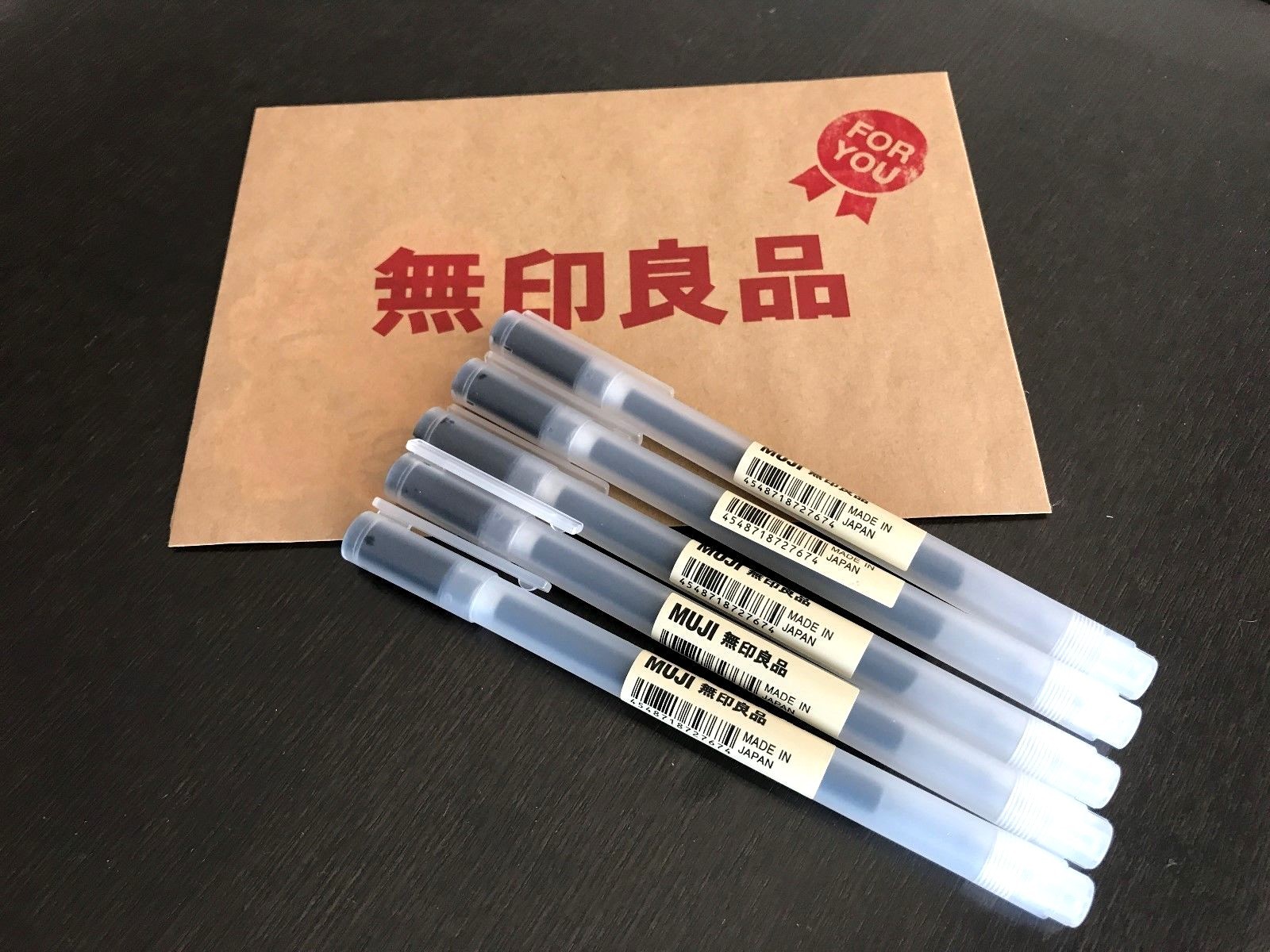 MUJI MoMA 0.38mm Non-Toxic Gel Ink BLACK 5 Pens from Osaka Japan
