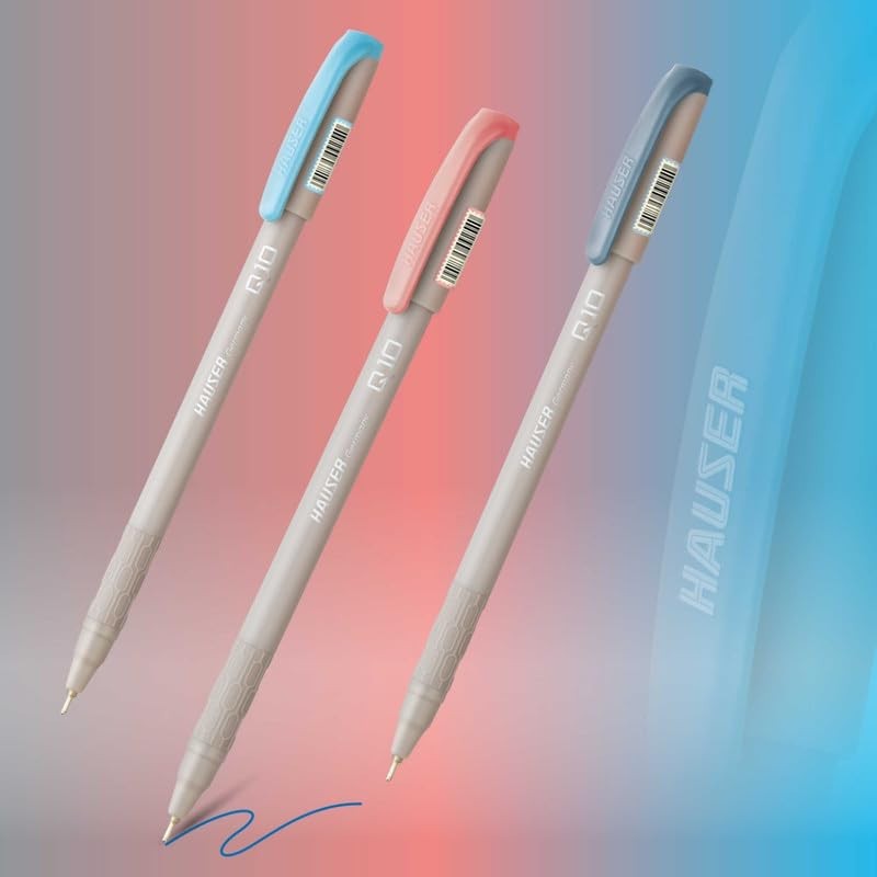 Hauser Q10 Ball Pen Comfortable Rubber Grip For Smudge Free Writing With FS