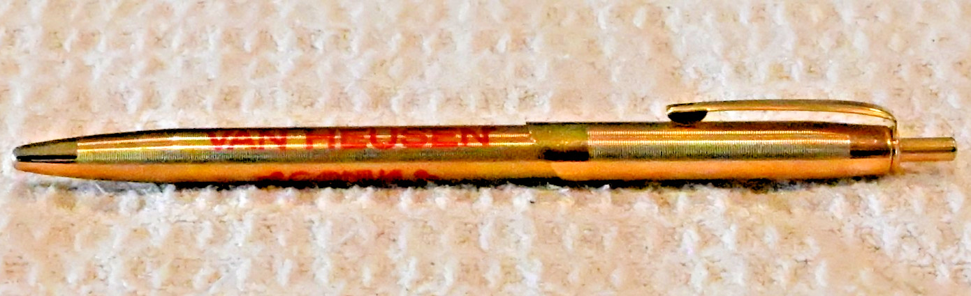 True Salesman’s Sample Ritepoint Ballpoint Pen both Van Heusen + Carnvial logos