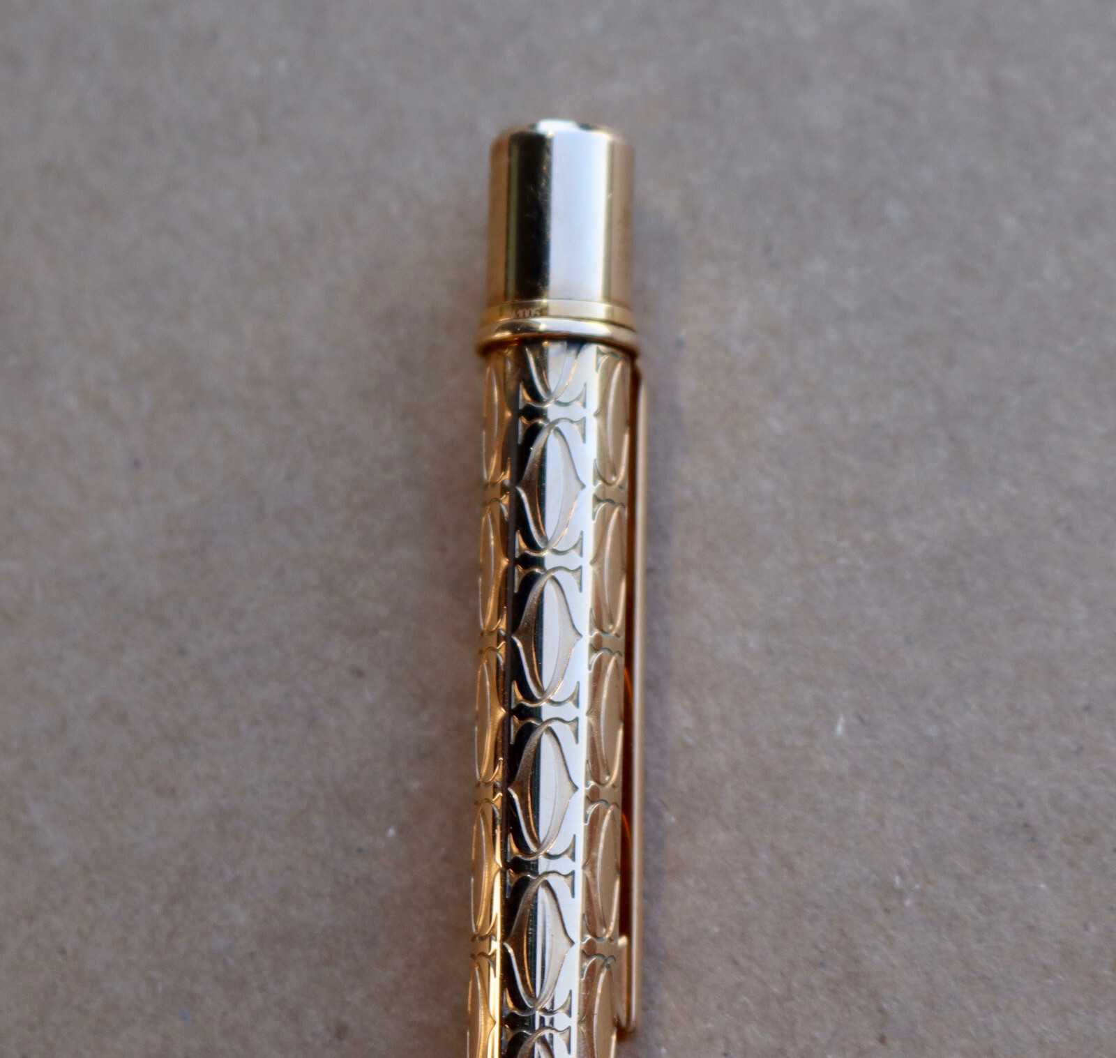Cartier Ballpoint Pen Must Do Double C Logo Gold Tone Germany 5″ Happy Birthday