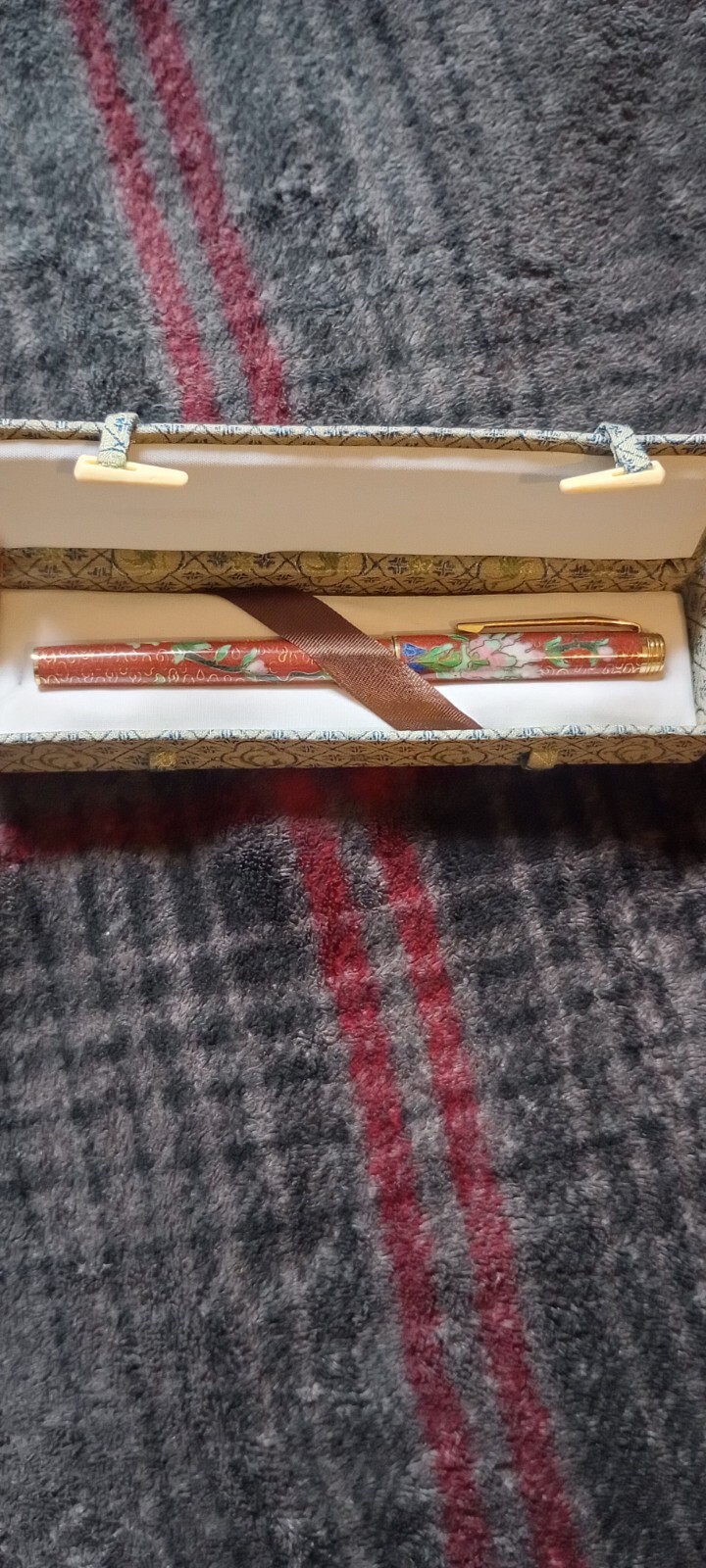 Vintage Ballpoint Writing Pen-In Cloth & Wood Box-Rare!