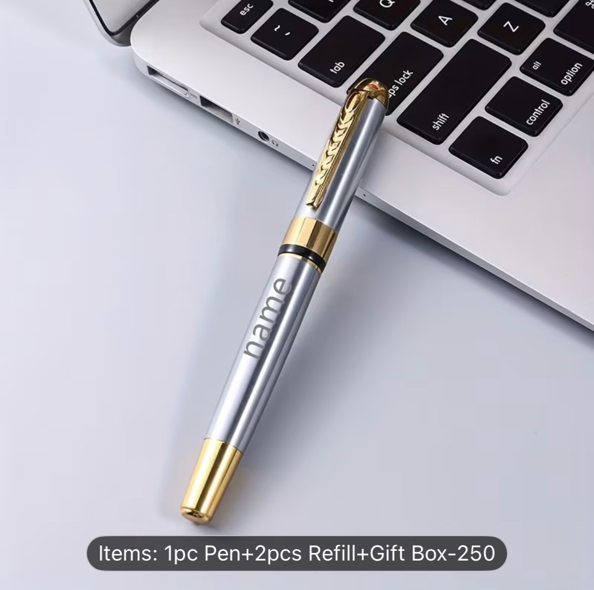 1pc metal neutral pen +2pcs refill + gift box, personalized high-end business