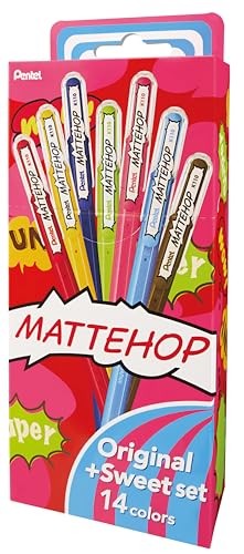 14 Count Matte Color Ballpoint Pen Set for Writing and Illustration 14 Colors