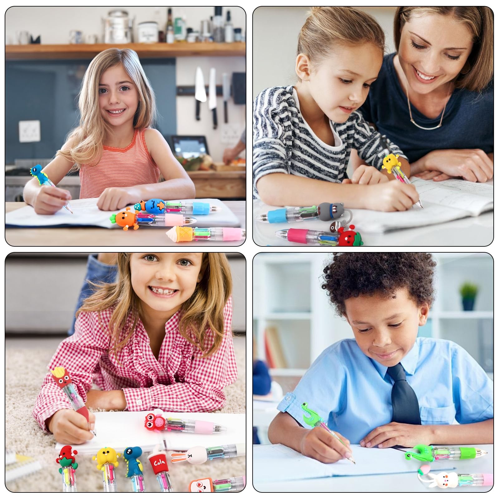 Czwz 20Pcs Mini Multicolor Pens In One 4-In-1 Cute Pens Bulk For Kids Fun