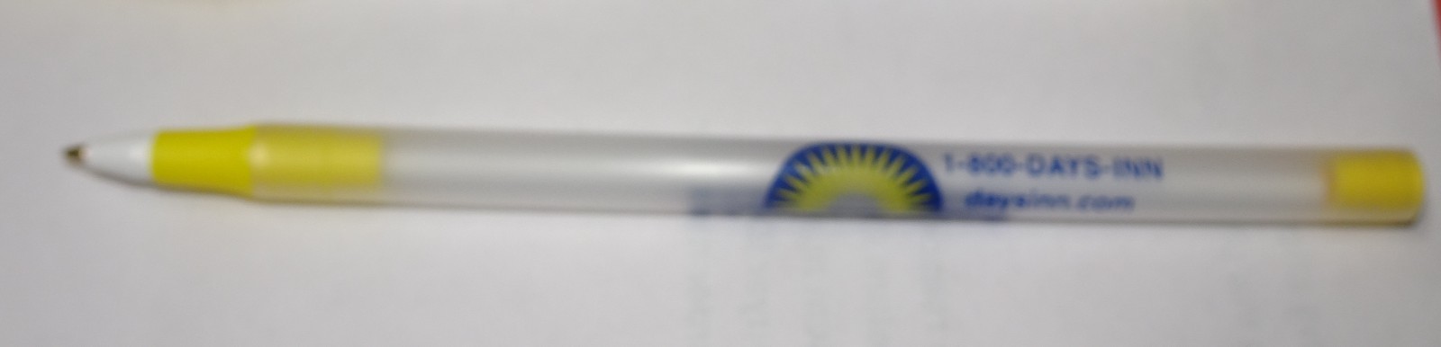 LOT OF 20 = Days Inn motel Yellow advertising stick pen = Black Ink pens
