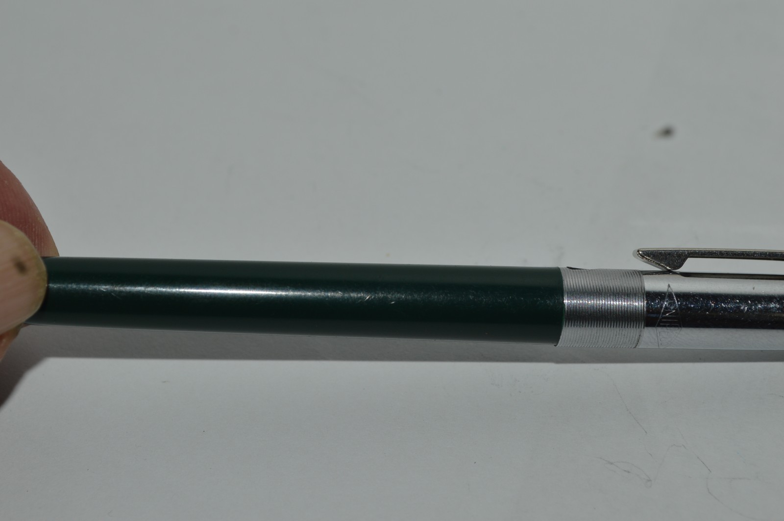 UNIPECO Ballpoint Pen Dark Green Square Clicker Light Used Circa 1960’s Tested