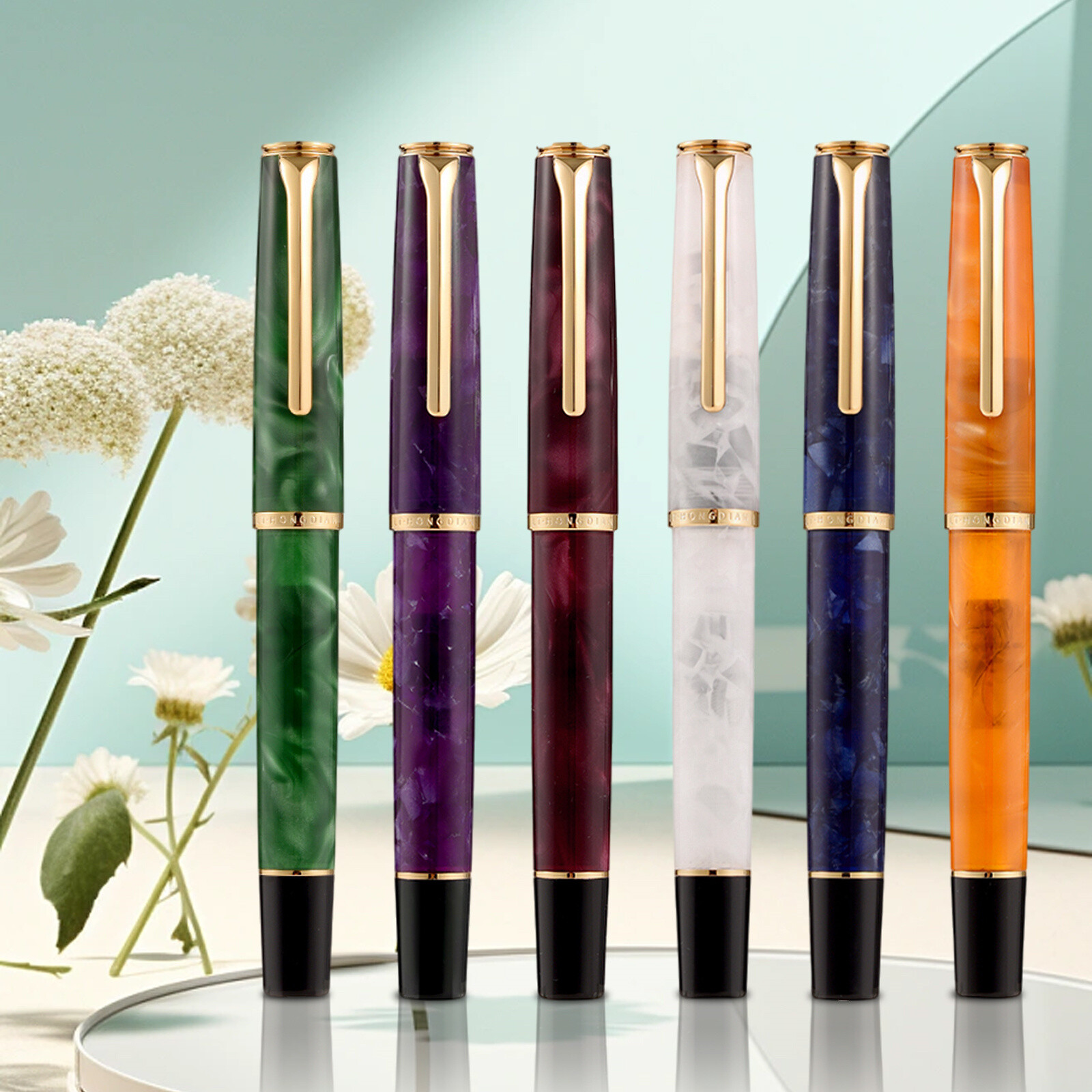 HongDian N12 Resin Fountain Pen, Extra Fine Nib Classic Pen Writing Pen Gift