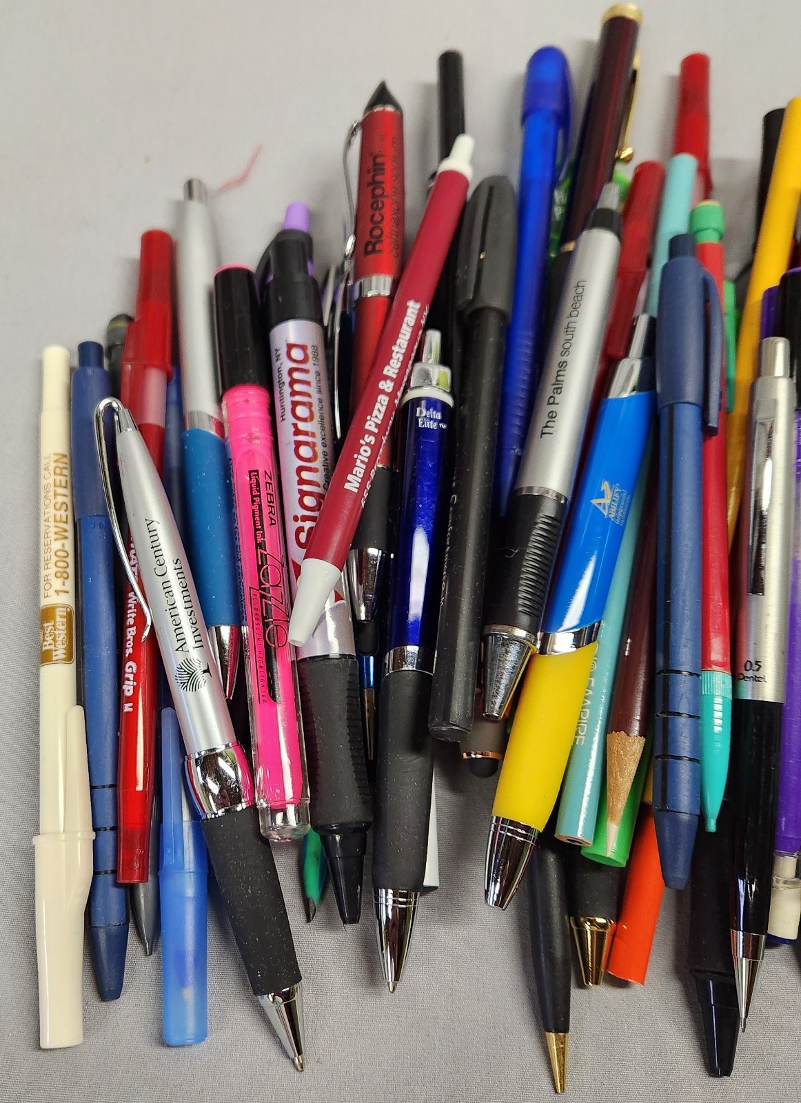 Vintage Advertisement Pens Mixed Pencils and Multiple Brand Pens Lot of 80