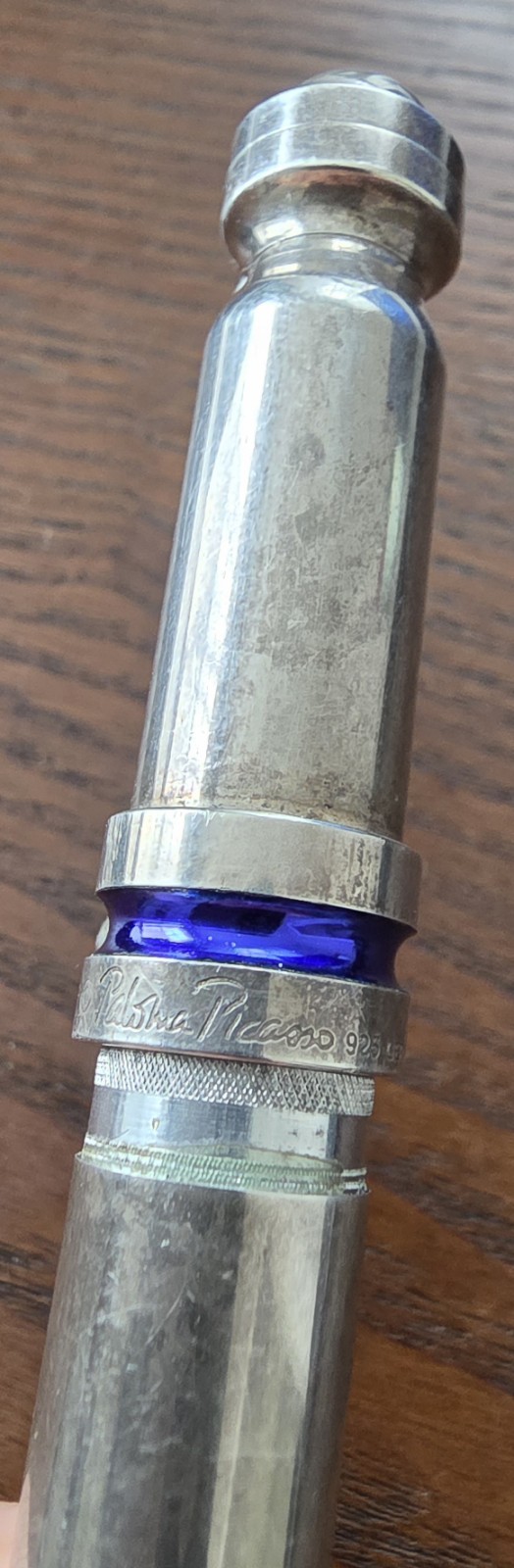 Tiffany Pablo Picasso Metal Ballpoint Pen Blue Enamel 925 Sterling Silver. Used