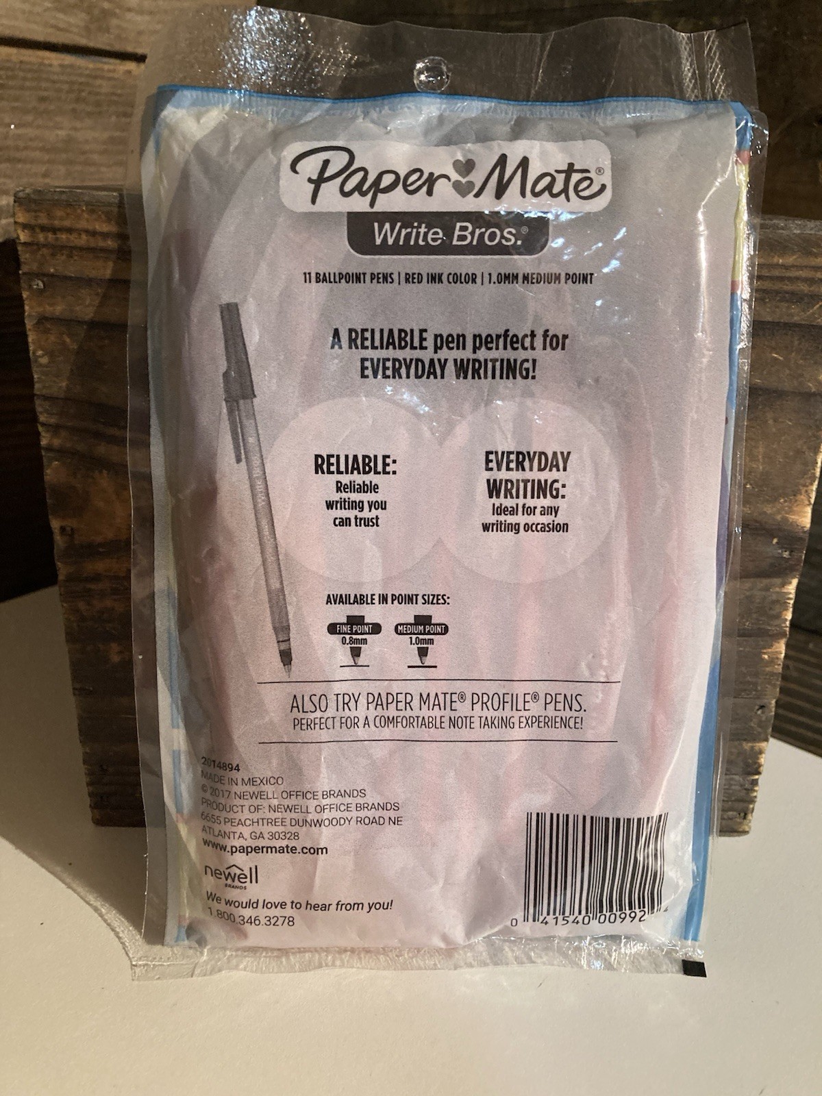 2017 Paper Mate Write Bros Capped Ball Point Pen 10 + Pack Medium Red Ink SEALED