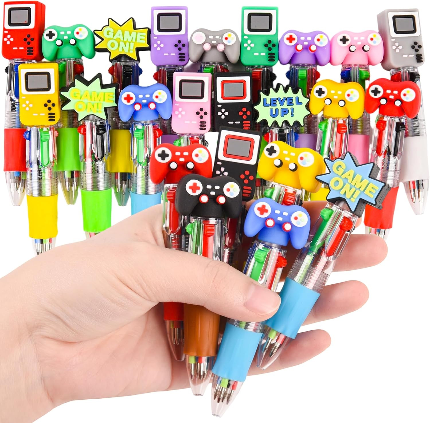 25 Pcs Video Game Multicolor Pen in One Cartoon Cute Fun 4-In-1 Cute Pens Bulk K