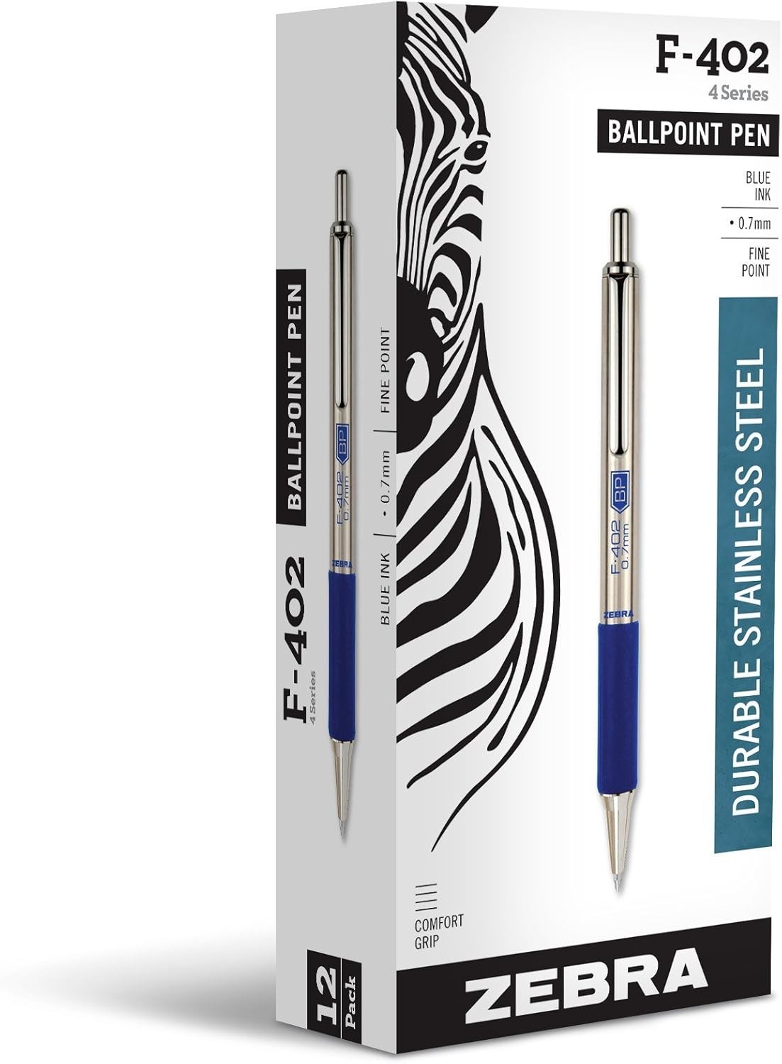 Professional Stainless Steel Ballpoint Pens, Blue Ink