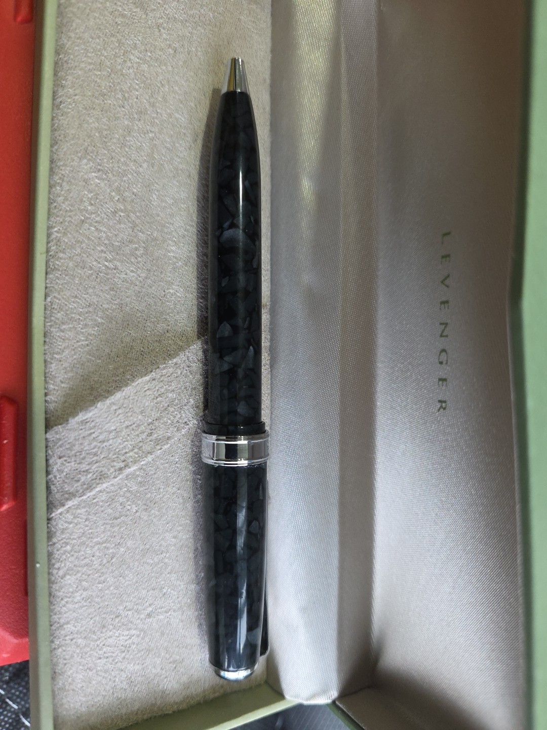Levenger Black Mossaic Ballpoint Pen No Ink Generic Box