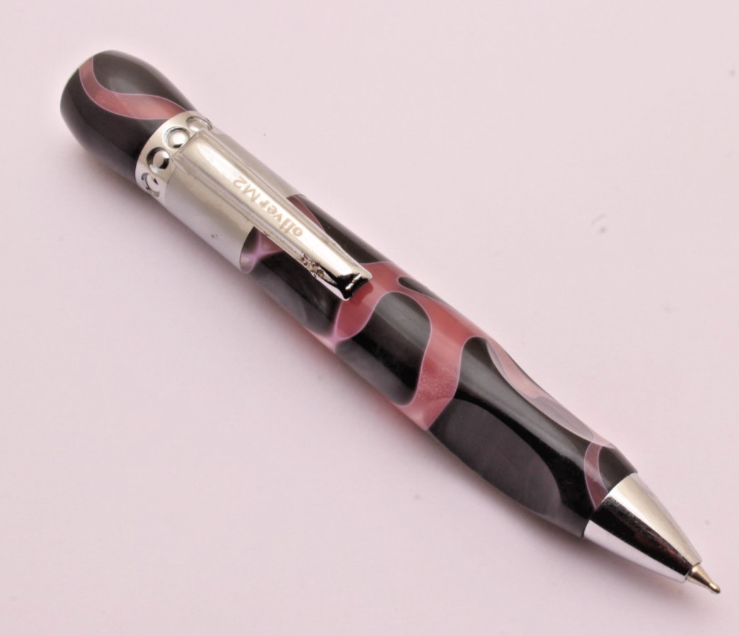 Oliver M2 Marble Acrylic Body Mini Size Ballpoint Pen With Chrome Trims NEW