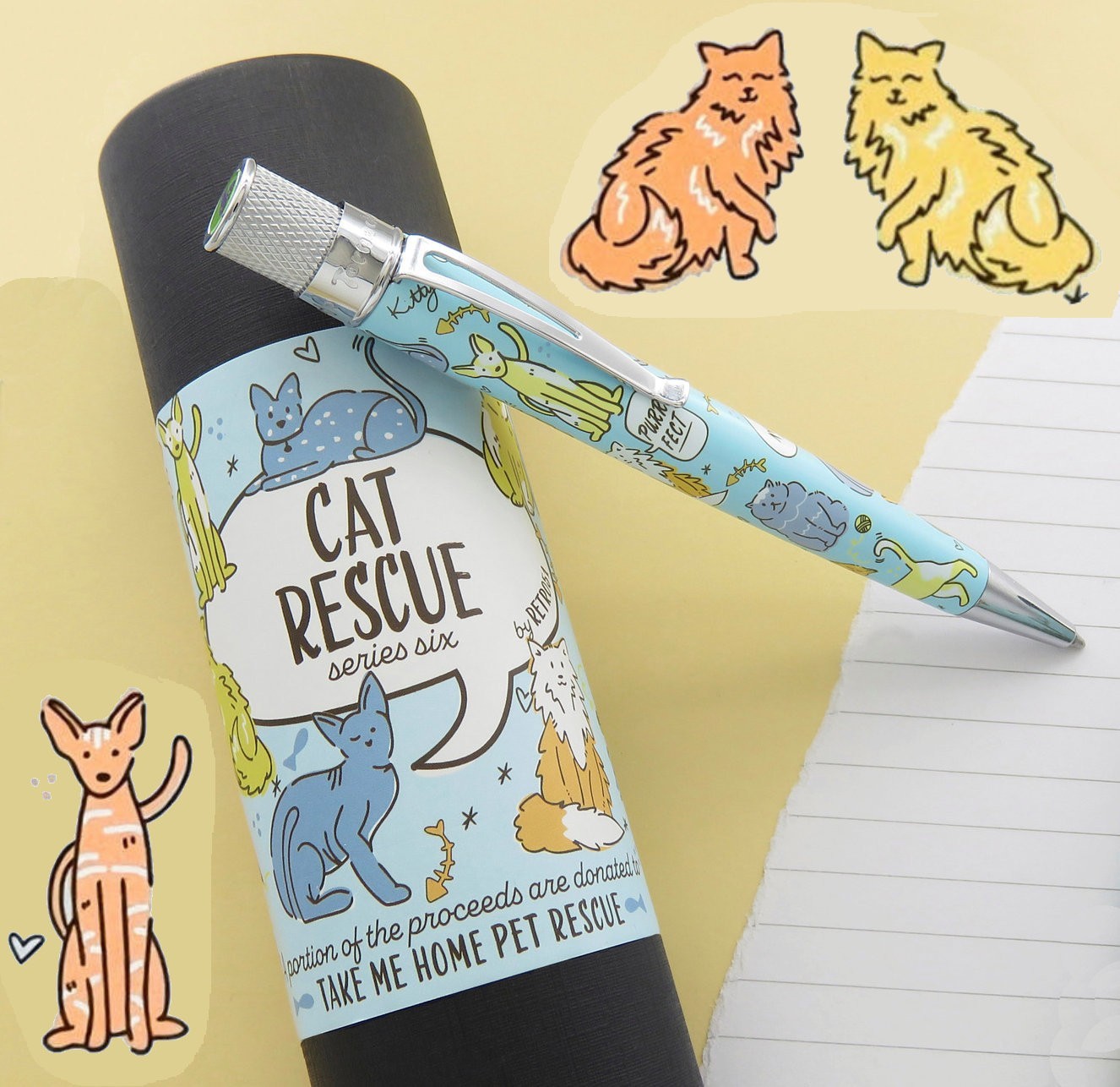 Retro 51 #VBP-2532 Cat Rescue #6 Twist Action Tornado Ballpoint Pen