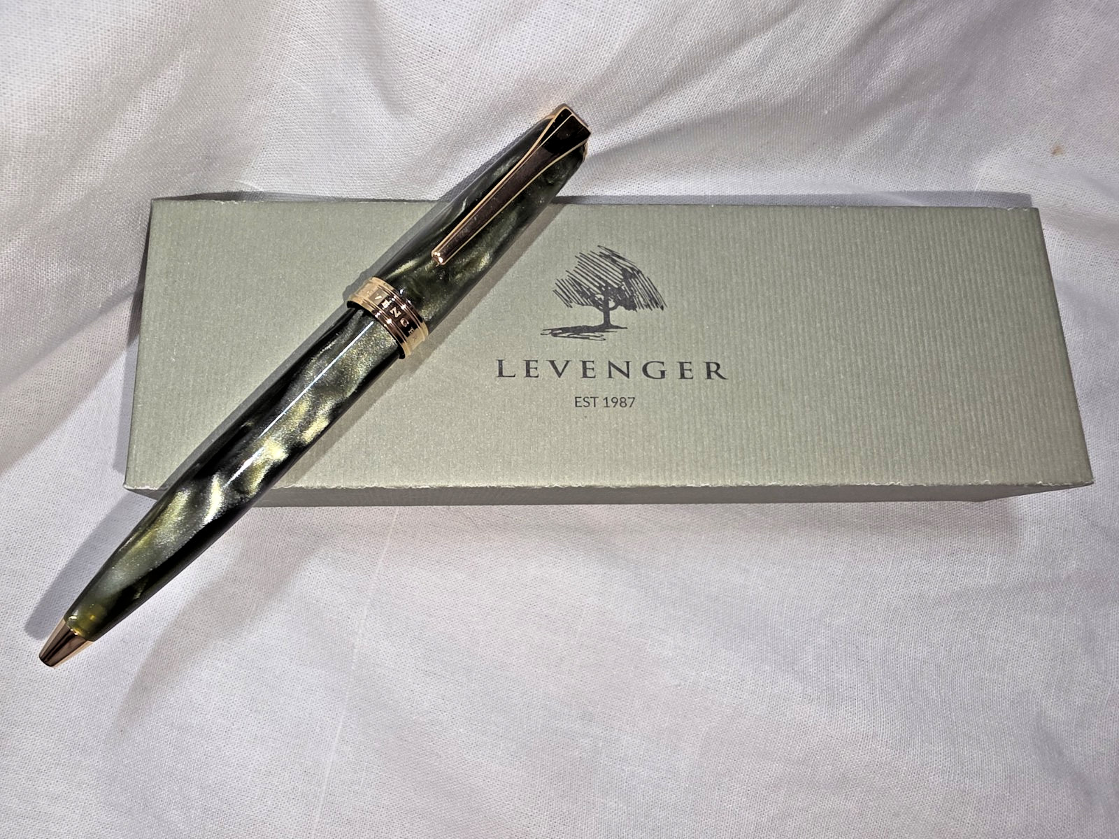 Levenger True Writer Classic Elements Earth Ballpoint Pen NEW InBox Tested Green