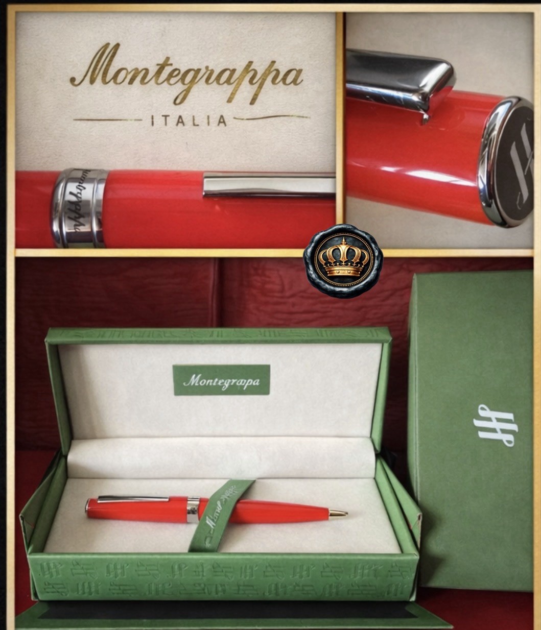 MONTGRAPPA ballpoint pen Harmony red resin coral SCARLET chrome profiles NOS