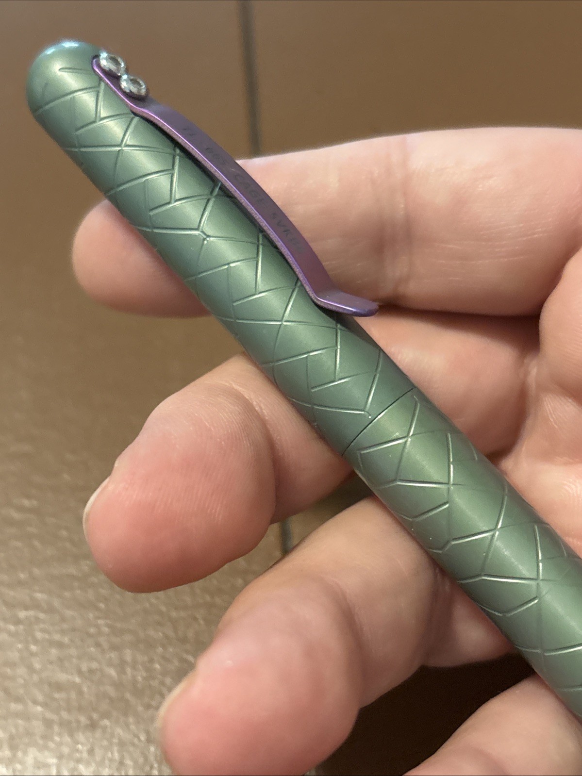 Maratac Countycomm Full Titanium Embassy Pen Custom Green Purple Anodization 665