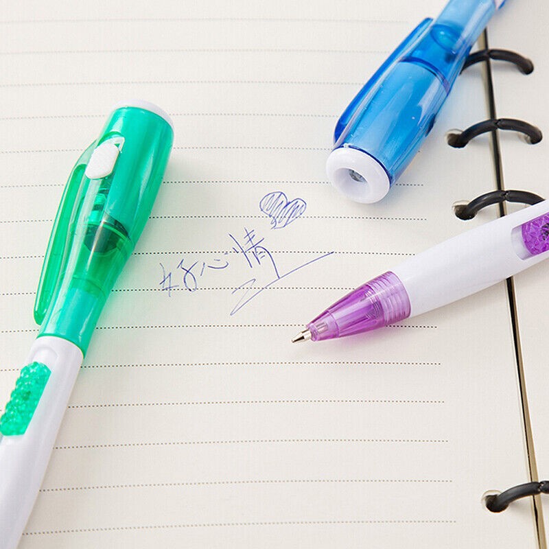 1pc Students Multifunctional Ballpoint Ball Point Pen With LED Flashlight Light