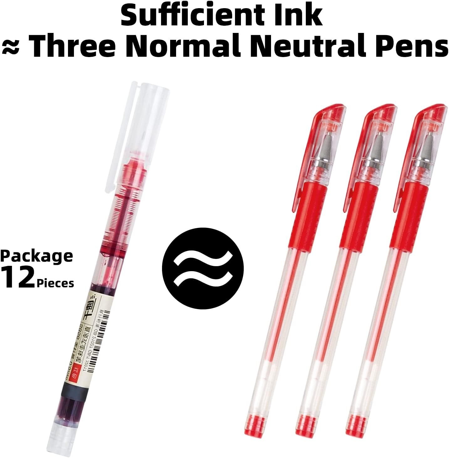 Rolling Ball Pens 12 Pieces Quick Dry Ink 0.5 mm Extra Fine Red