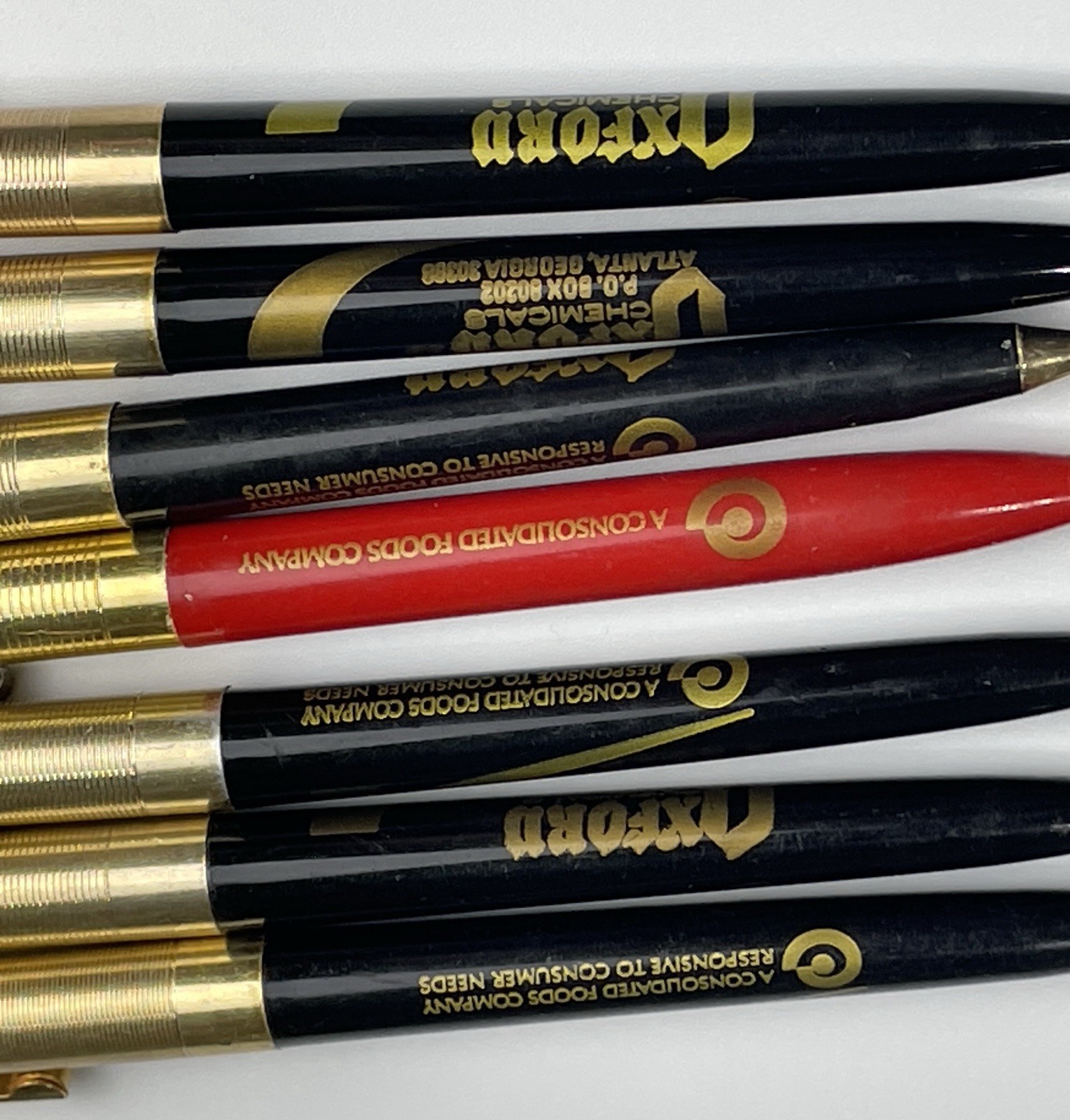 Vintage Oxford Chemical Company Logo Ballpoint Pens Lot of 7 INK IS DRIED OUT