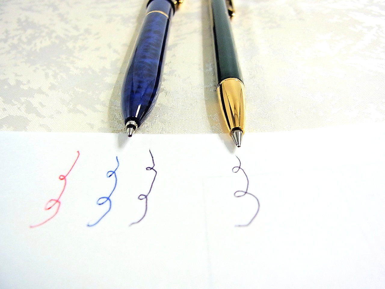 Burberry Blue Marble 3‑color & Green Ballpoint Pen Gold Trim with Box Mint