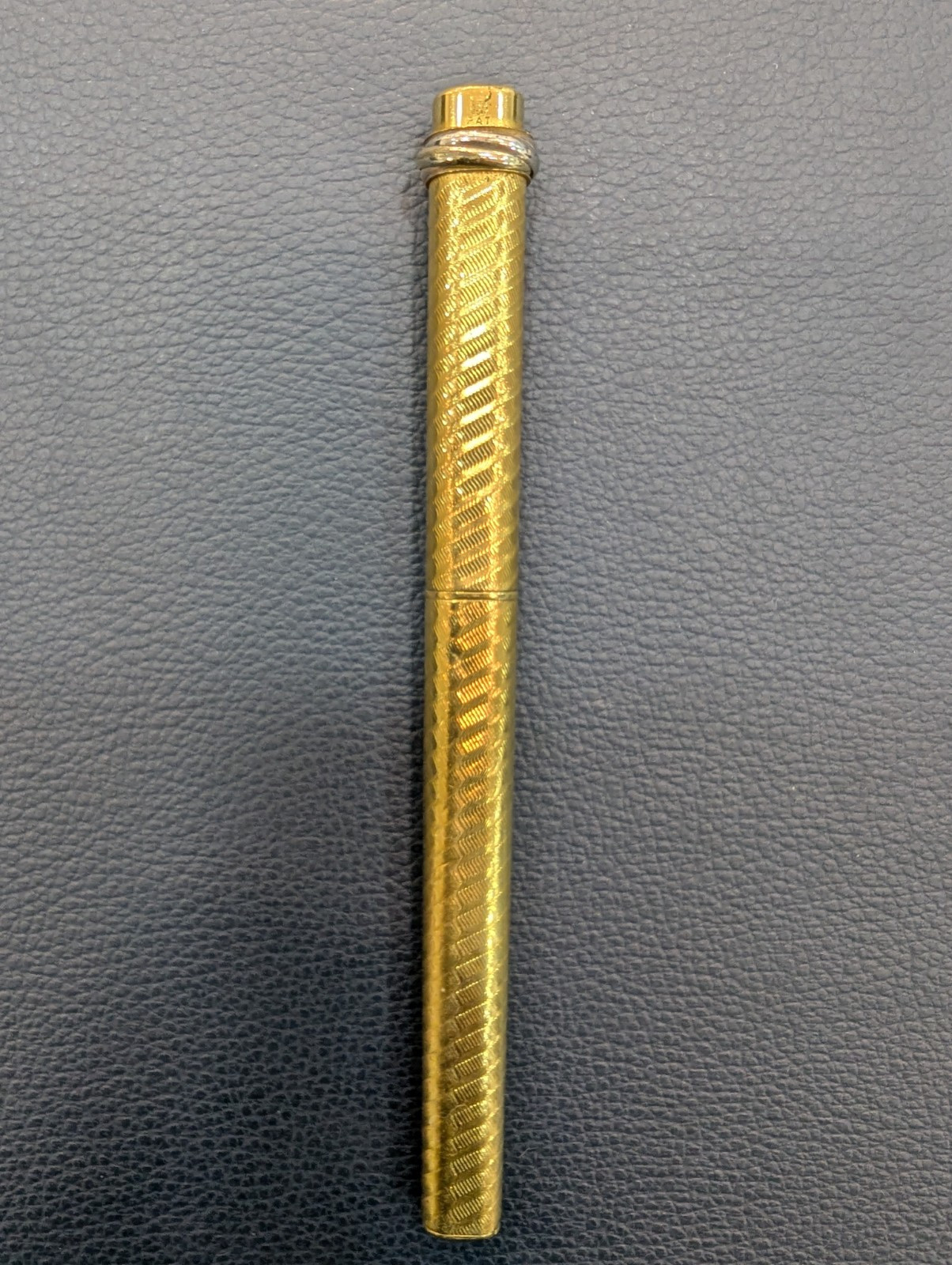 Vintage Cartier Ballpoint Pen Vendome Trinity 18K Gold Finish Textured