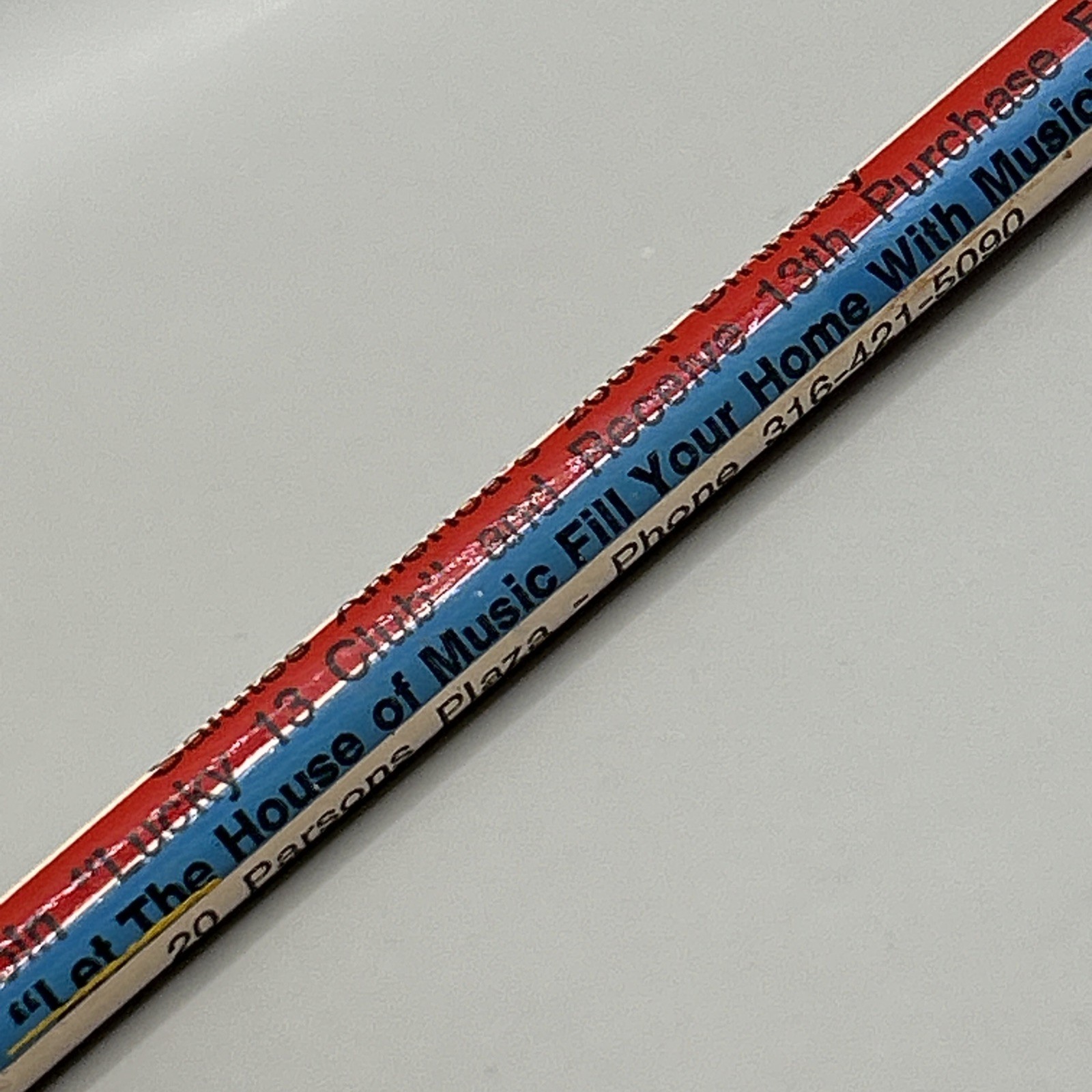 VTG 1976 Ballpoint Stick Pen HOUSE OF MUSIC Parsons KS Kansas