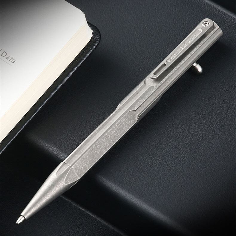 Twosun Outdoor Tool Fire Checkered Tactical Titanium Push Mechanism Pen EDC Gift