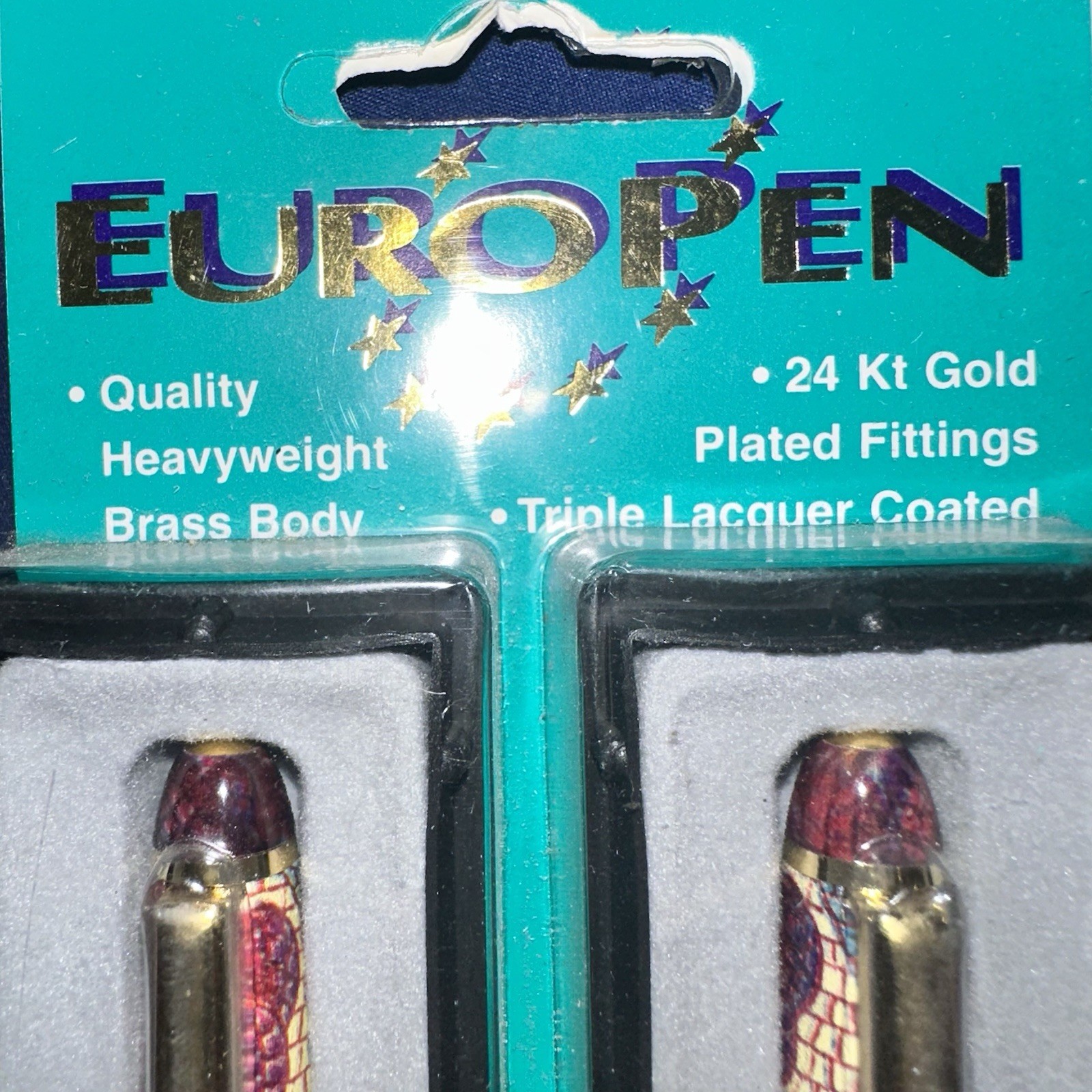 Europen Set Of Two Brass Body And 24kt Gold Plated Fittings Pens NWT