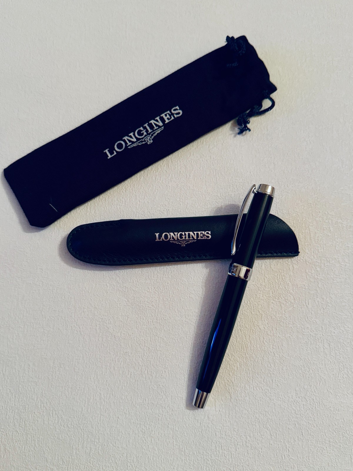 Longines Luxury Watch VIP Gift Executive Rollerball Pen Leather Pouch + Dust Bag
