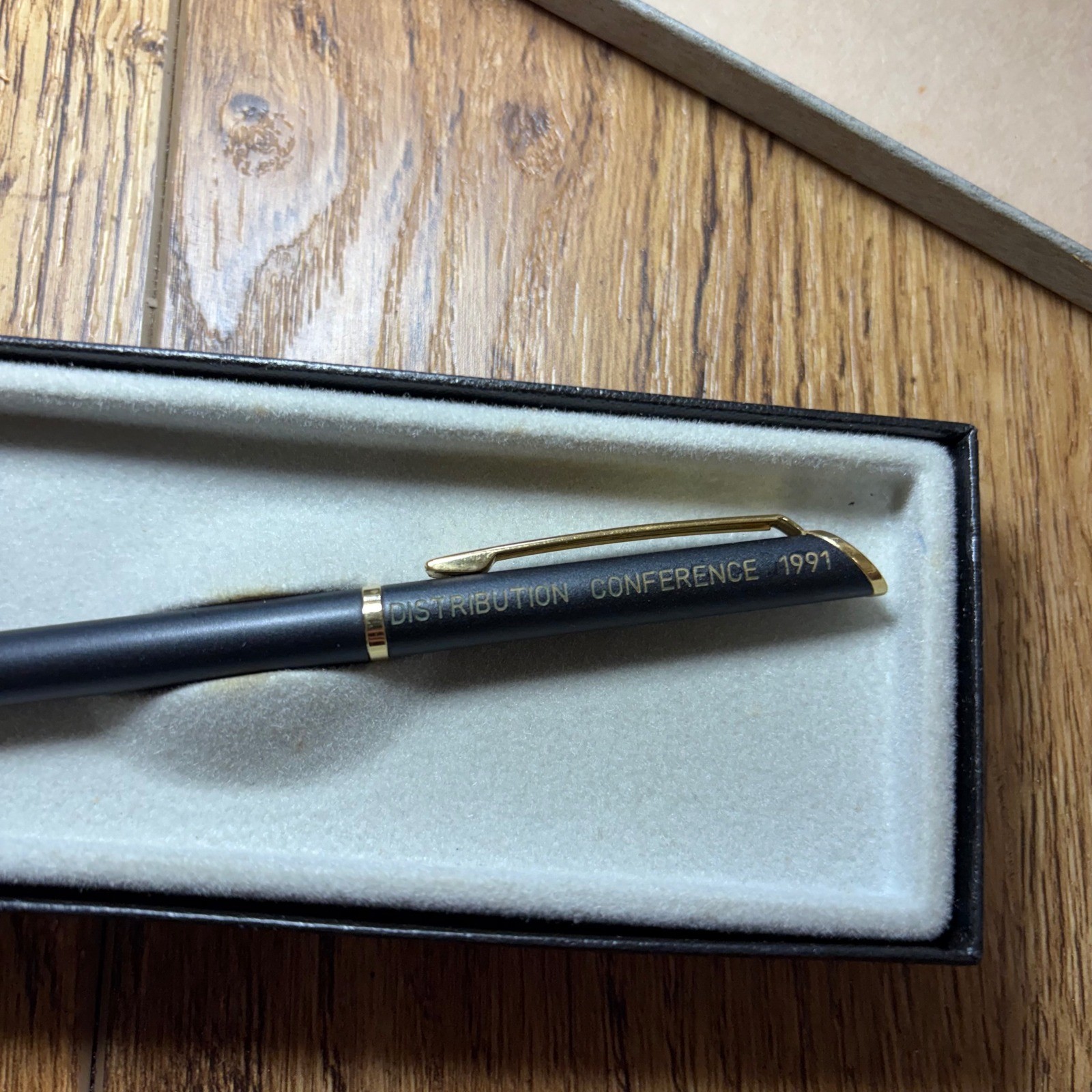 Vintage Quill Ballpoint Pen Matte Black Gold Trim Distribution Conference 1991